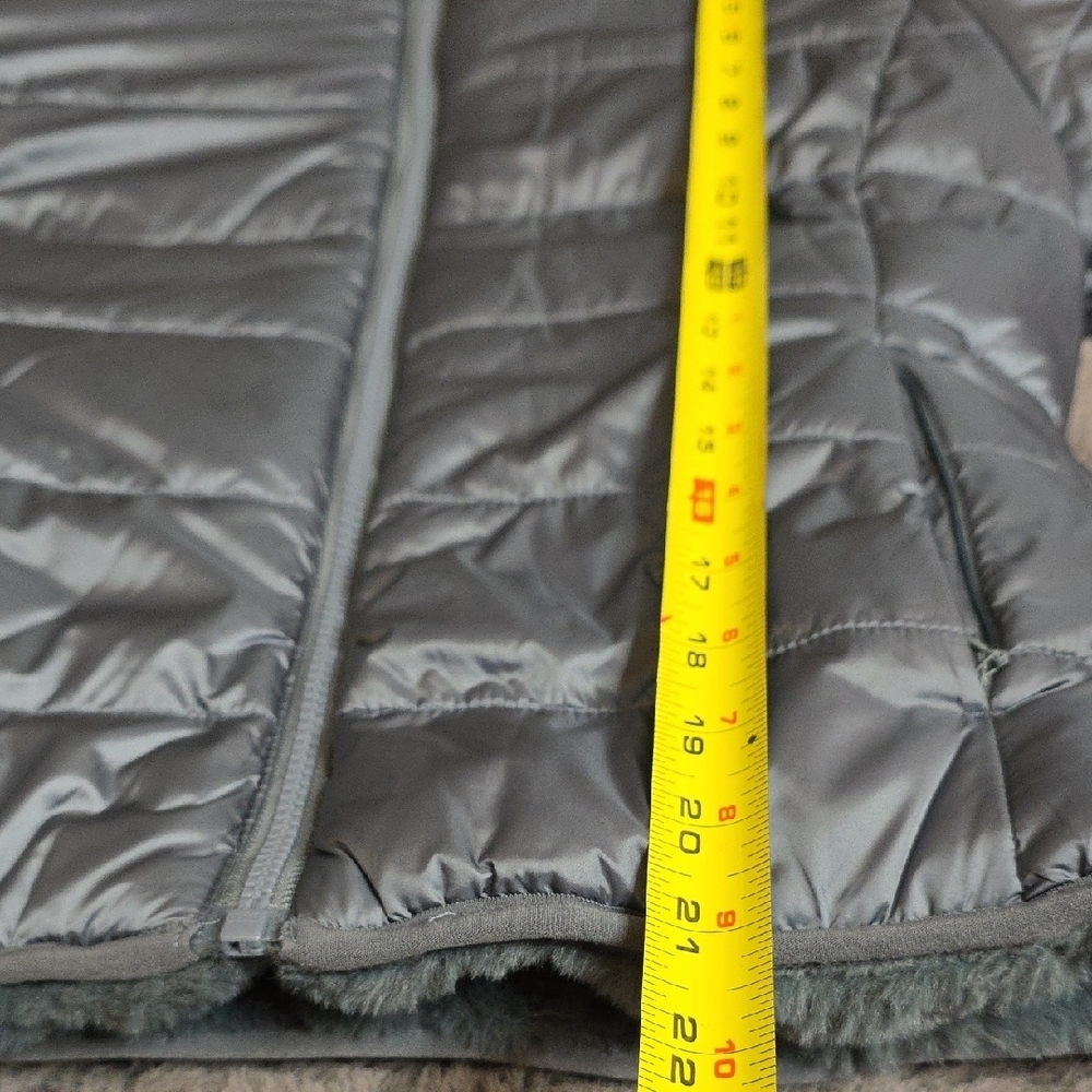SAVE THE DUCK reversible Faux Fur Puffer Jacket hood- Grayish blue Laila - Picture 8 of 15